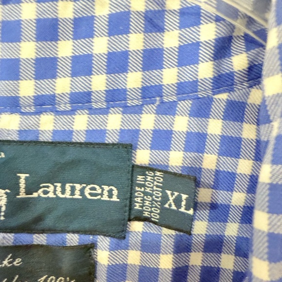 Ralph Lauren Blake Gingham Button Down Shirt 100% Cotton Blue White Size XL - Picture 4 of 7